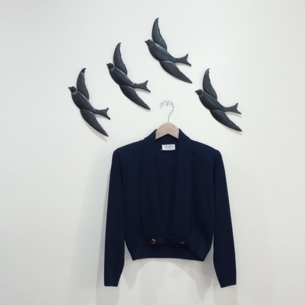 St. John for I. Magnin Navy Blue Knit Cardigan Jacket - M - Vintage!